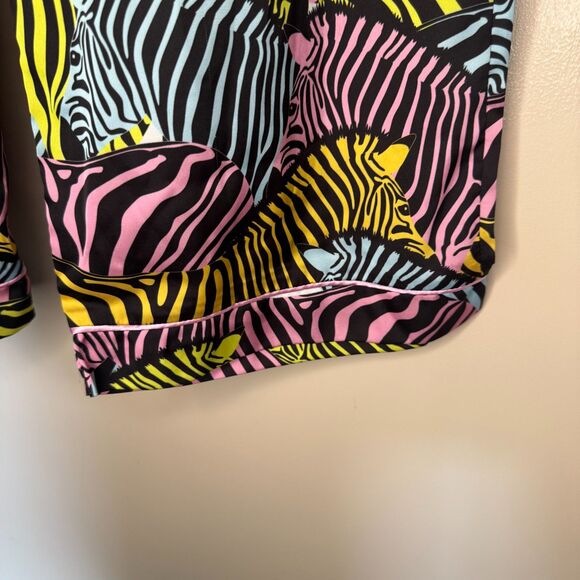 NASTY GAL women's size 4 Satin Zebra print shirt and pajama pants lounge pj set - Picture 12 of 16